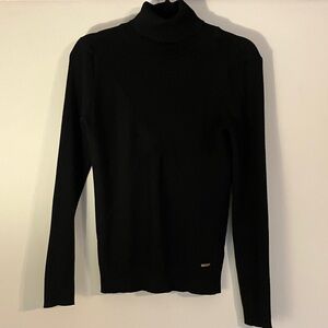 Calvin Klein Black Knit Turtleneck Cozy Classy Sweater